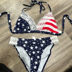 Stars and stripes, crochet detail bikini